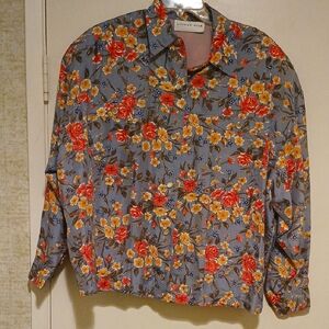 August Silk 100% Silk Floral Light Womens Windbreaker 2x